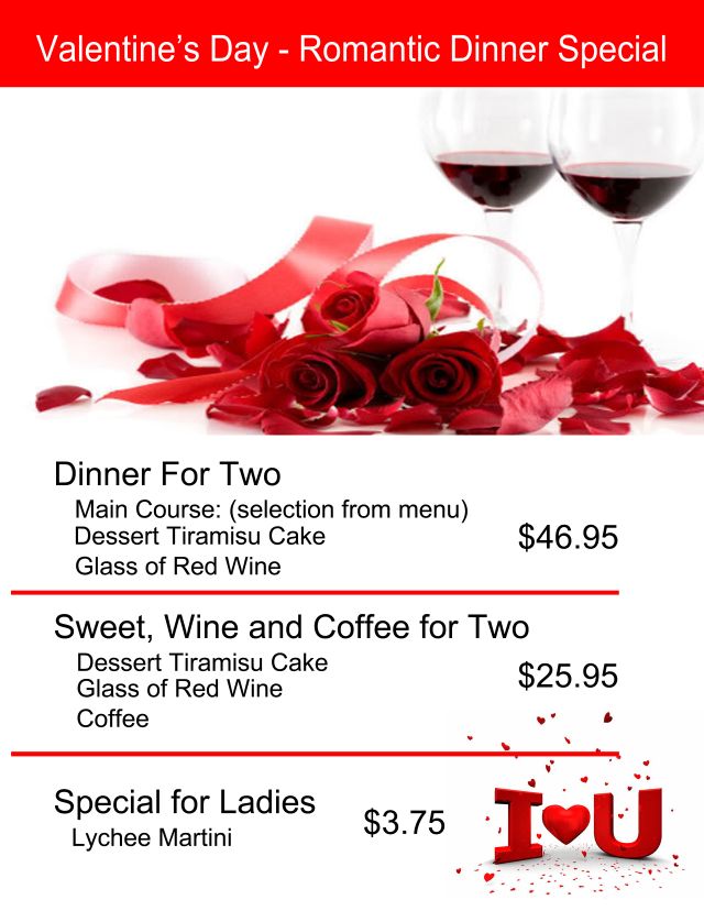 Valentines Day Valentines Day Dinner Special