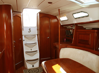 Beneteau Oceanis 393, Cabin, Companion Way, Stairs, Nav Station